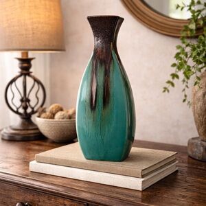 Artisan Ceramic Vase – Crystalline Glitter Glaze – Modern Rustic Decor – 11.5”